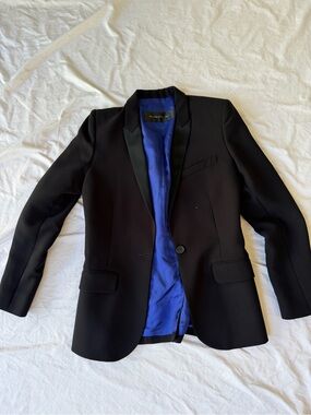 Barbara Bui Black Blazer with Blue Satin Lining